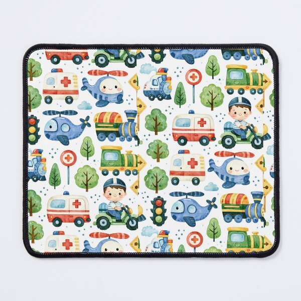 Item preview, Blue Helicopter and Green Train Cute Kids Pattern designed and sold by Piotrek0001.