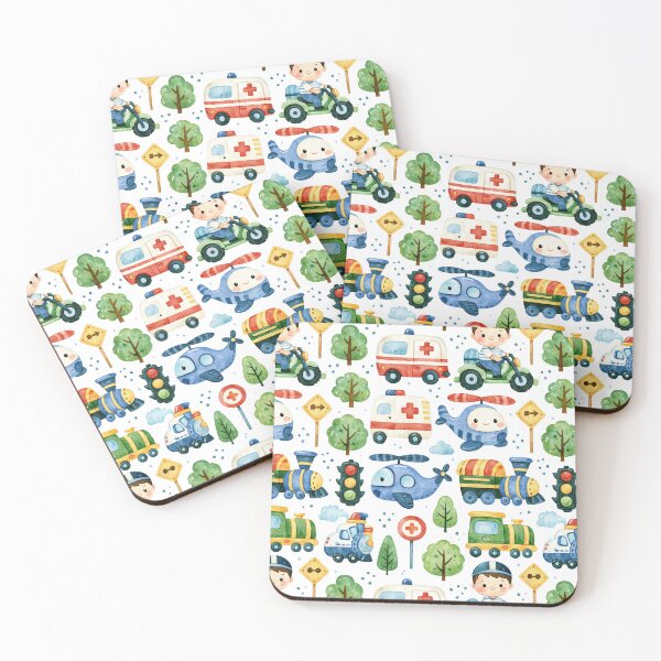 Item preview, Blue Helicopter and Green Train Cute Kids Pattern designed and sold by Piotrek0001.