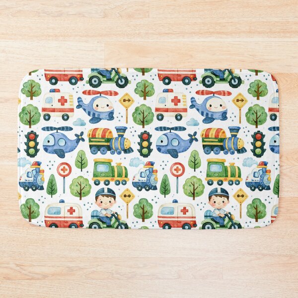Item preview, Blue Helicopter and Green Train Cute Kids Pattern designed and sold by Piotrek0001.