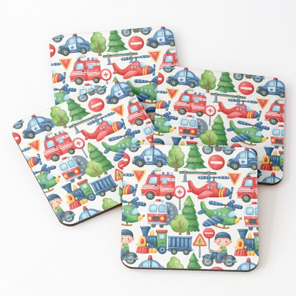 Item preview, Red Fire Truck and Blue Helicopter Boys Pattern designed and sold by Piotrek0001.