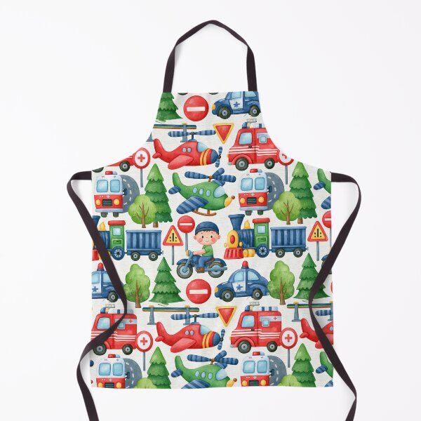 Item preview, Red Fire Truck and Blue Helicopter Boys Pattern designed and sold by Piotrek0001.