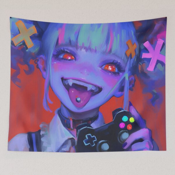Item preview, Neon Demon Gamer Girl Smile designed and sold by bubblegoth.