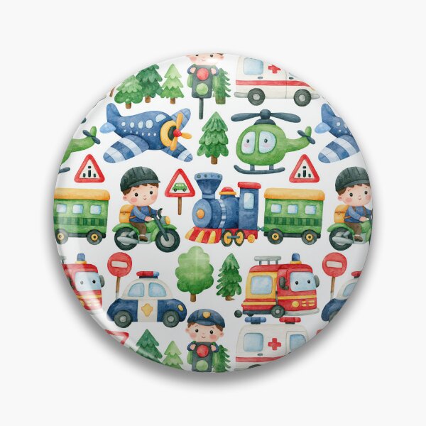 Item preview, Blue Train and Helicopter Rescue Kids Seamless Pattern designed and sold by Piotrek0001.