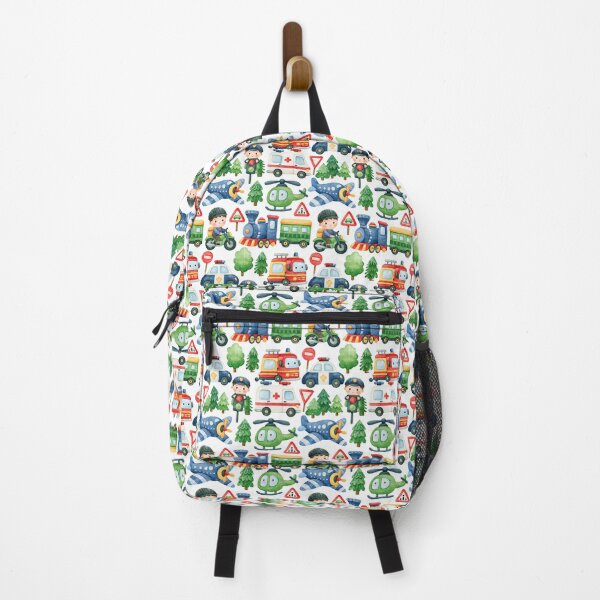 Item preview, Blue Train and Helicopter Rescue Kids Seamless Pattern designed and sold by Piotrek0001.