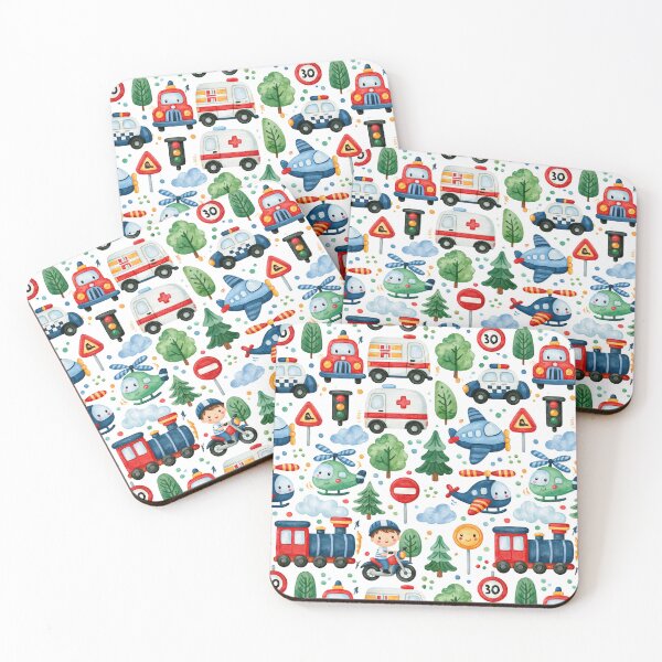 Item preview, Ambulance Police Car and Pine Trees Nursery Pattern designed and sold by Piotrek0001.