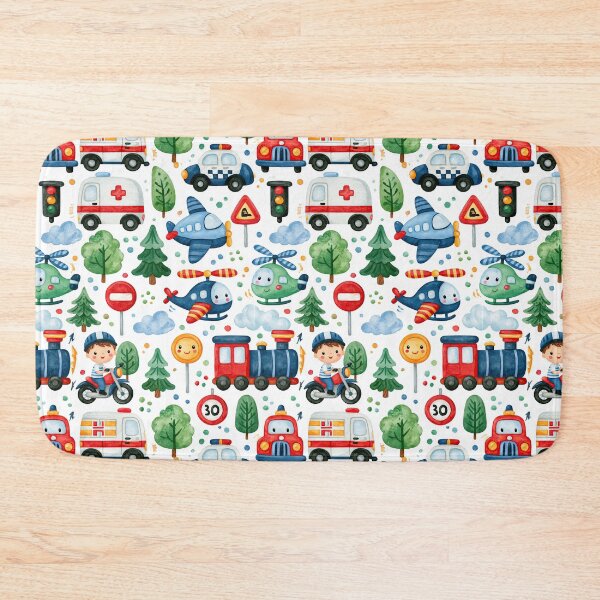 Item preview, Ambulance Police Car and Pine Trees Nursery Pattern designed and sold by Piotrek0001.