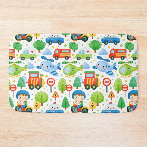 Item preview, Red Fire Engine and Blue Helicopter Cute Pattern designed and sold by Piotrek0001.