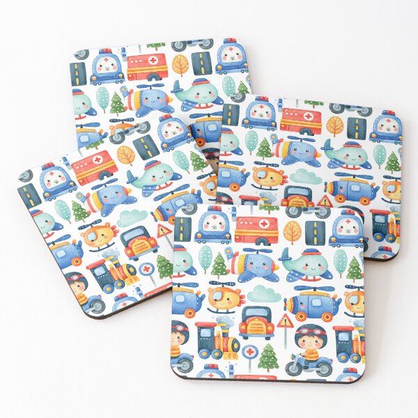 Item preview, Colorful Emergency Vehicles and Trees Seamless Pattern designed and sold by Piotrek0001.