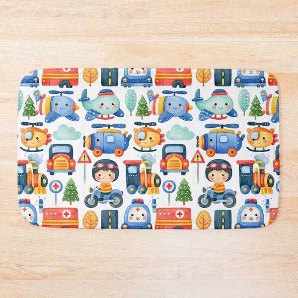 Item preview, Colorful Emergency Vehicles and Trees Seamless Pattern designed and sold by Piotrek0001.