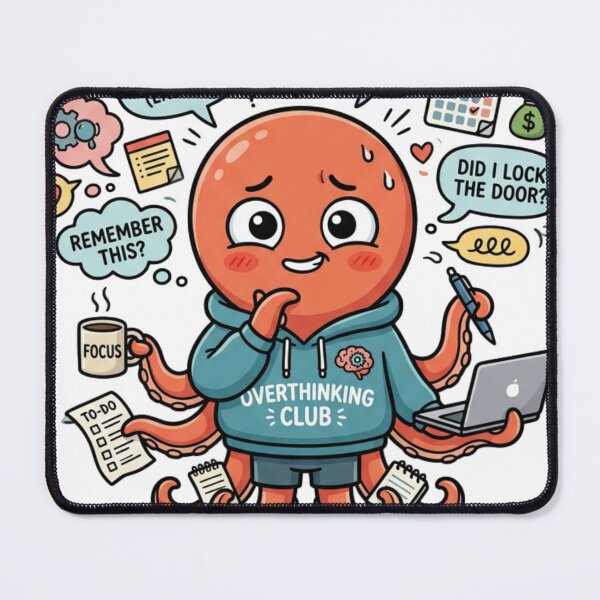 Item preview, Overthinking Club T-Shirt – Funny Octopus Design for Mental Health & ADHD – Gift for Students & Colleagues – Humorous Work Outfit designed and sold by creatopage.