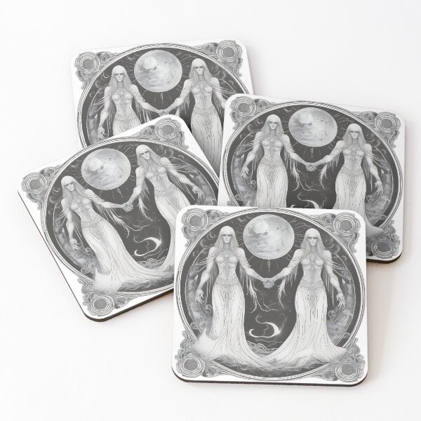 Item preview, Gothic Sisters of the Lunar Eclipse Woodcut designed and sold by DarkOriginArts.