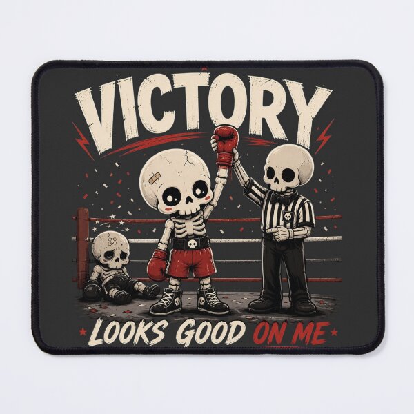 Item preview, “Victory Looks Good On Me Skull T-Shirt – Boxing Skeleton Graphic, Cute Dark Aesthetic Motivational Quote Tee” designed and sold by LOLKart.