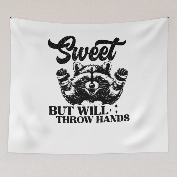 Item preview, Sweet But Will Throw Hands Funny Tough Raccoon Boxer designed and sold by krystalRomanart.