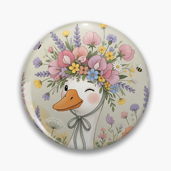 Item preview, Duck with Flower Crown in Meadow designed and sold by Crackio.