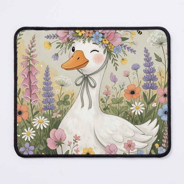 Item preview, Duck with Flower Crown in Meadow designed and sold by Crackio.