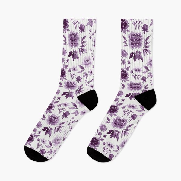 Item preview, Monochrome Violet Watercolor Floral Seamless Pattern designed and sold by Inkworksbyshery.