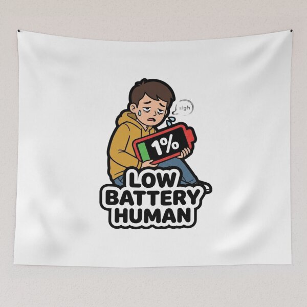 Item preview, Low Battery Human Sticker | Funny Energy Mood designed and sold by CutePlix.