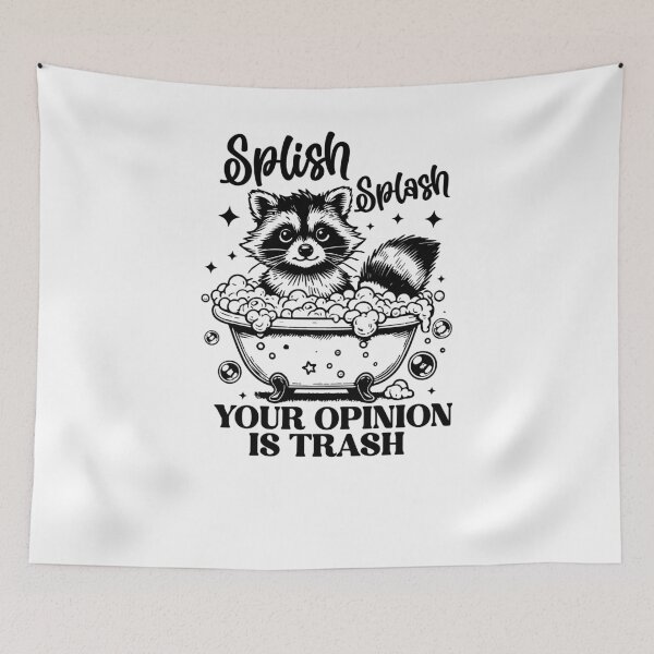 Item preview, Splish Splash Your Opinion Is Trash Funny Raccoon Bathtub designed and sold by krystalRomanart.