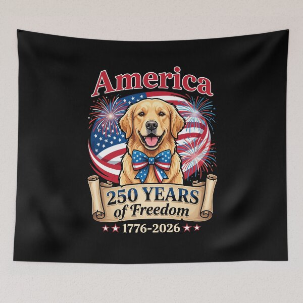 Item preview, America 250 Years Of Freedom 1776-2026 Golden Retriever Dog Lover Patriot designed and sold by FormalDehyena.