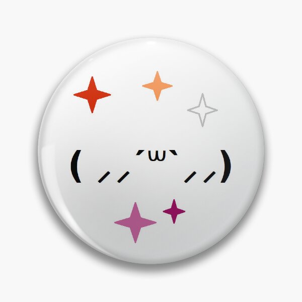 Item preview, subtle lesbian kaomoji pin designed and sold by verysaneperson.