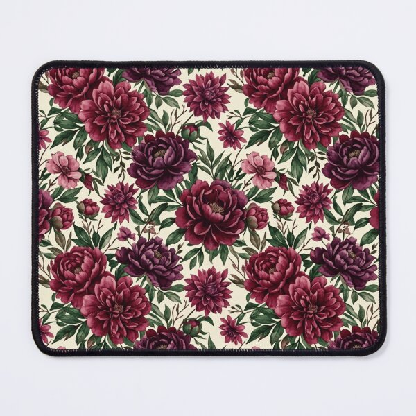Item preview, Burgundy Plum Watercolor Dahlia Peony Floral Pattern designed and sold by Inkworksbyshery.