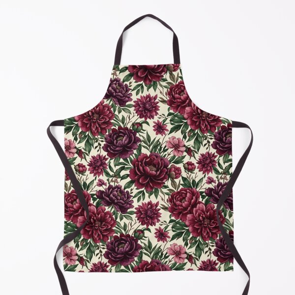 Item preview, Burgundy Plum Watercolor Dahlia Peony Floral Pattern designed and sold by Inkworksbyshery.