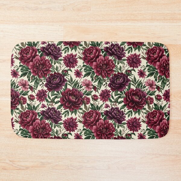 Item preview, Burgundy Plum Watercolor Dahlia Peony Floral Pattern designed and sold by Inkworksbyshery.