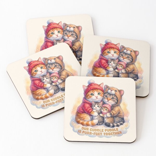 Item preview, Our Cuddle Puddle Purr-fect Together – Winter Cat Family Hug designed and sold by Good Vibes .