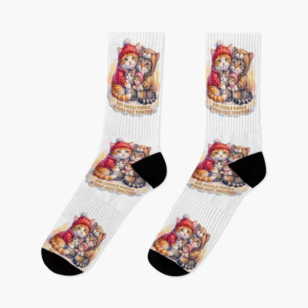 Item preview, Our Cuddle Puddle Purr-fect Together – Winter Cat Family Hug designed and sold by Good Vibes .