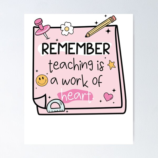 Item preview, Remember Teaching Is A Work Of Heart Pink Aesthetic Teacher Doodle designed and sold by krystalRomanart.