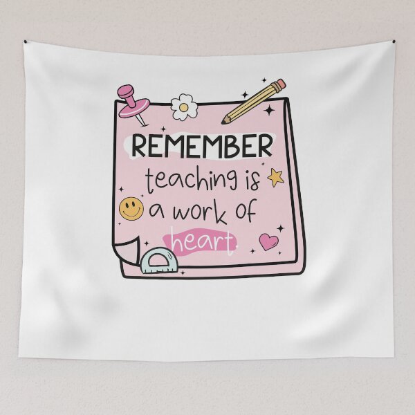 Item preview, Remember Teaching Is A Work Of Heart Pink Aesthetic Teacher Doodle designed and sold by krystalRomanart.