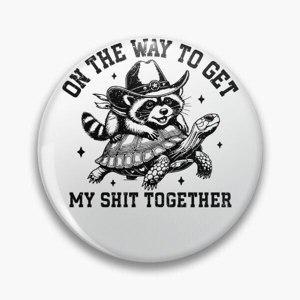 Item preview, On The Way To Get My Shit Together Funny Cowboy Raccoon Riding Turtle designed and sold by krystalRomanart.