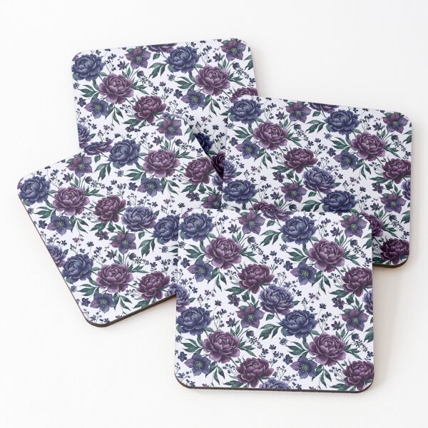 Item preview, Indigo Violet Dark Watercolor Botanical Floral Pattern designed and sold by Inkworksbyshery.