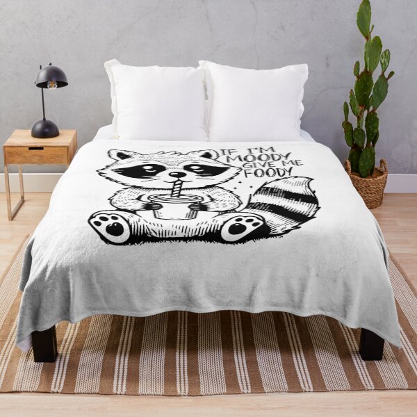 Item preview, If I’m Moody Give Me Foody Hungry Raccoon With Drink designed and sold by krystalRomanart.