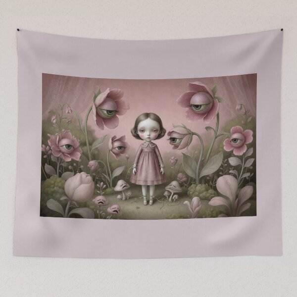 Item preview, Garden of Silent Eyes. Pop Surrealism, Lowbrow Art, Pale Pink Aesthetic designed and sold by Piagor.