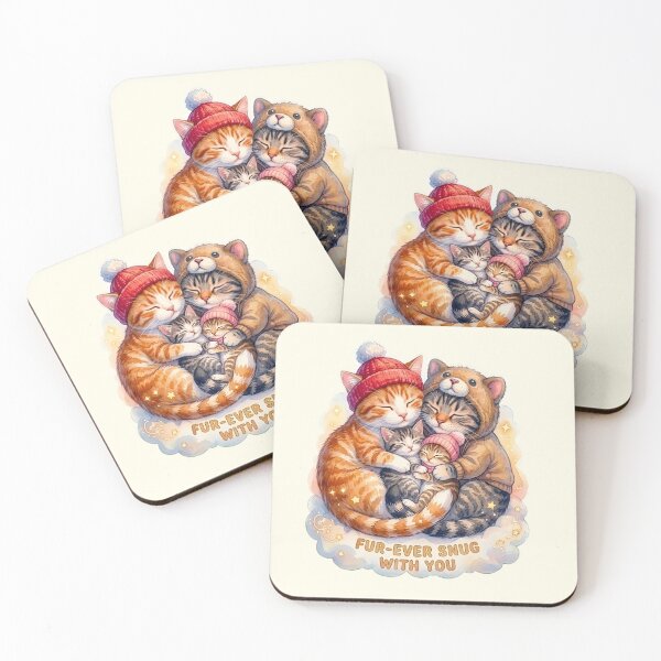 Item preview, Fur-ever Snug With You – Winter Cat Family Hug Illustration designed and sold by Good Vibes .