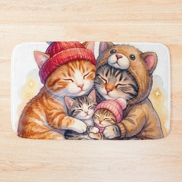 Item preview, Fur-ever Snug With You – Winter Cat Family Hug Illustration designed and sold by Good Vibes .