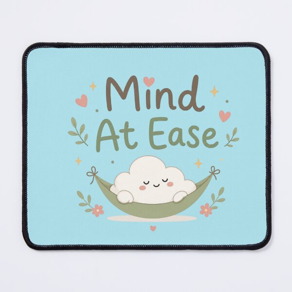 Item preview, Mind At Ease Cute Aesthetic Design | Calm Minimal Quote | Kawaii Relaxing Illustration | Soft Pastel Mental Peace Art designed and sold by Sanika arts .