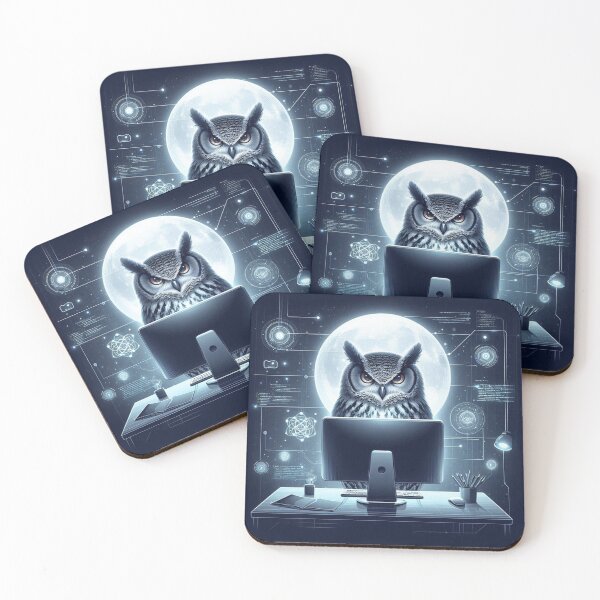 Item preview, Cyber Owl – Moonlit Coding Art designed and sold by Dogandesighn.