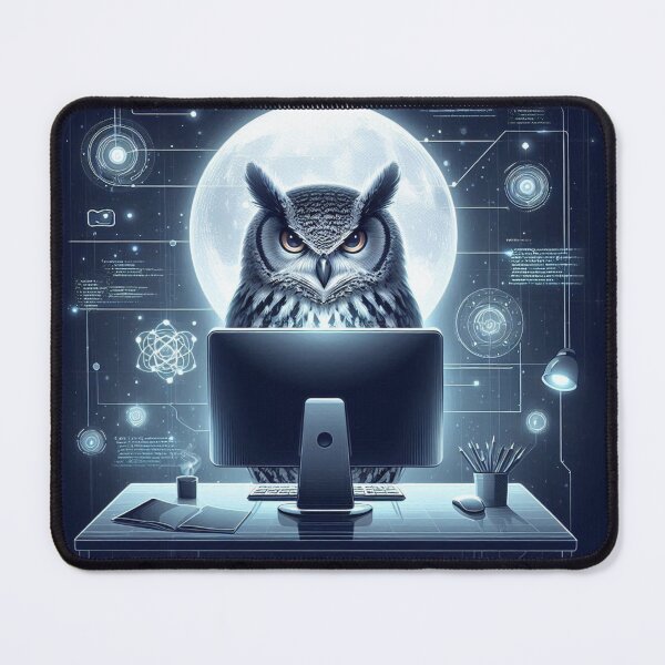 Item preview, Cyber Owl – Moonlit Coding Art designed and sold by Dogandesighn.