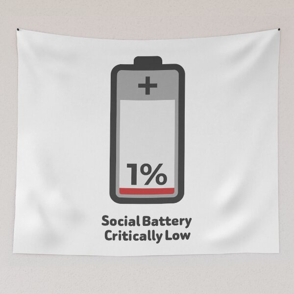 Item preview, Funny Social Battery Critically Low 1% Battery Introvert Meme designed and sold by PixelCatalyst.
