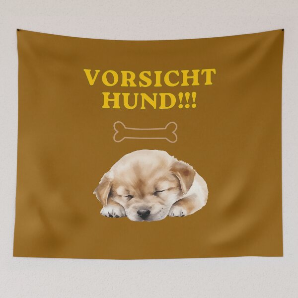 Item preview, "Beware of Dog" Funny Warning Sign with Cute Sleeping Puppy. designed and sold by LunaPrintCo.