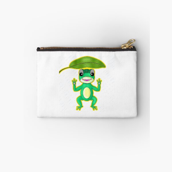 Item preview, Cute Kawaii Frog with Leaf Umbrella in Rain designed and sold by BalRaju-Doodles.