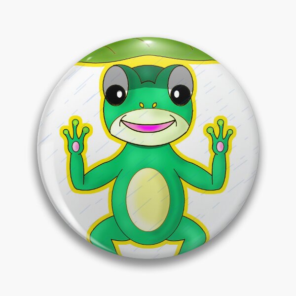 Item preview, Cute Kawaii Frog with Leaf Umbrella in Rain designed and sold by BalRaju-Doodles.