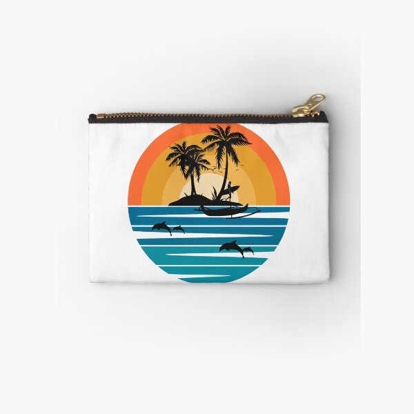 Item preview, Tropical Paradise Sunset - Retro Dolphin & Surfer Island Escape designed and sold by MagySale.