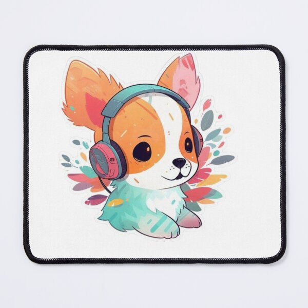 Item preview, Cute Dog Headphones Sticker | Kawaii Puppy Music Lover | Colorful Aesthetic Dog designed and sold by ZYNORAworld.
