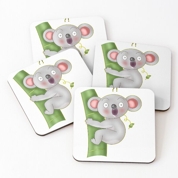 Item preview, Funny Surprised Kawaii Koala on Bamboo designed and sold by BalRaju-Doodles.