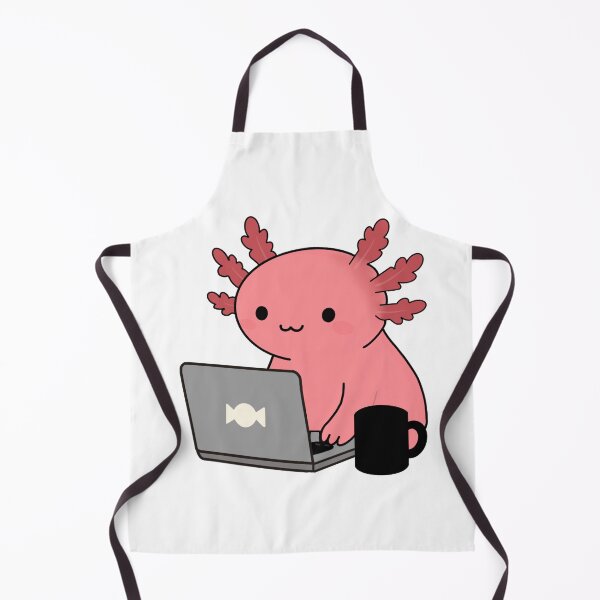 Item preview, Funny Axolotl with Laptop and Coffee designed and sold by OlhaDreamArt.