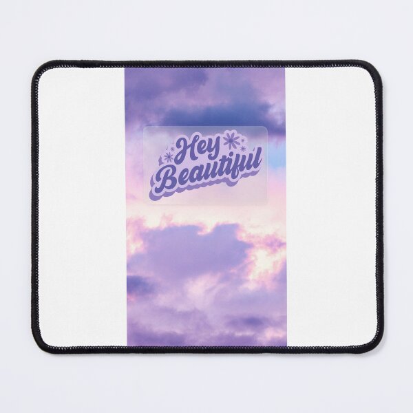 Item preview, Hey Beautiful Aesthetic Design | Pastel Sky Wallpaper | Cute Purple Cloud Typography Art designed and sold by PixelVibe Art.