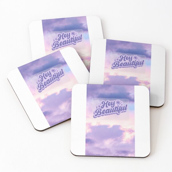 Item preview, Hey Beautiful Aesthetic Design | Pastel Sky Wallpaper | Cute Purple Cloud Typography Art designed and sold by PixelVibe Art.